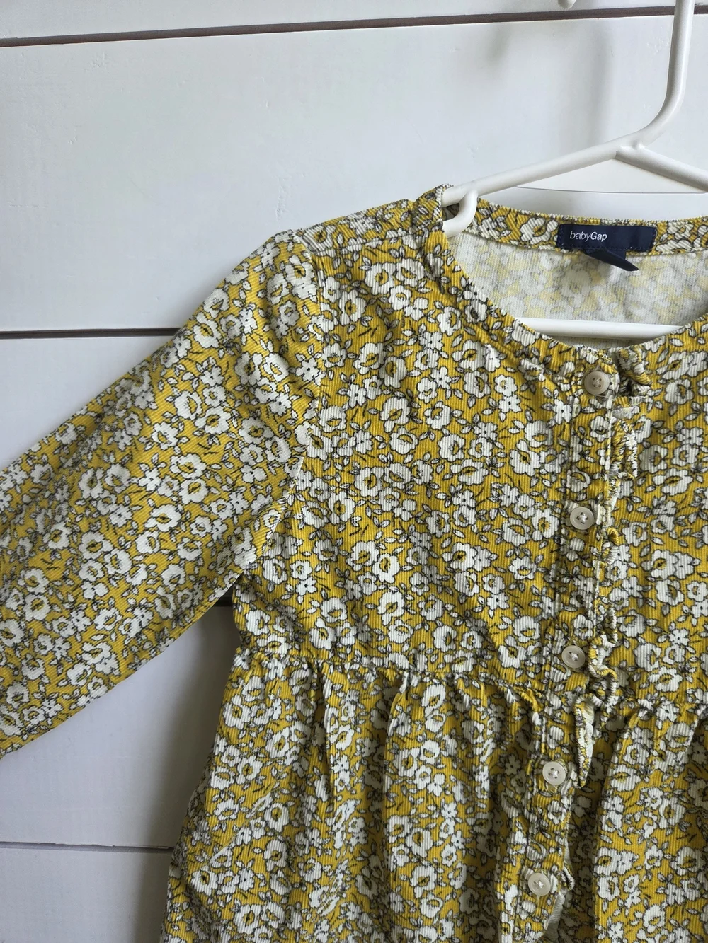 GAP Yellow Floral Button-Front Peplum Top